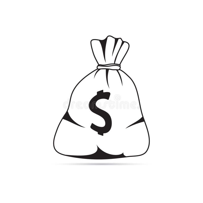 Sniden konturlägenhetsymbol, enkel vektordesign Pengarpåse med US dollartecknet vektor illustrationer Sniden konturlägenhetsymbol, enkel vektordesign Pengarpåse med US dollartecknet vektor illustrationer