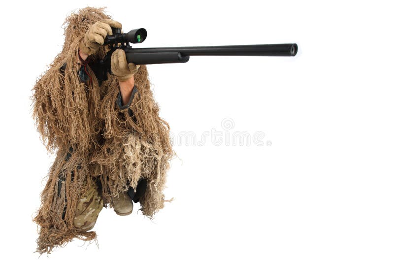 Sniper in Camouflaged Suit with Rifle Stock Image - Image of caucasian,  rifle: 69416251