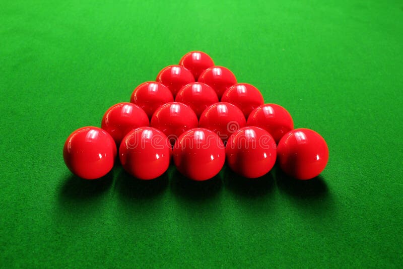 Snooker balls arranged in triangular shape