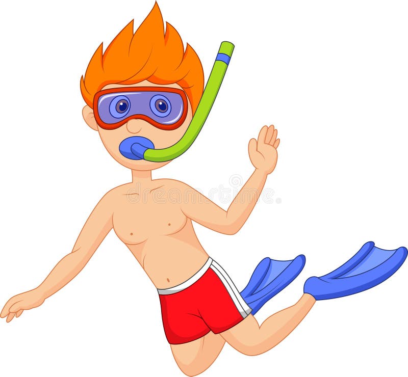 Snorkeling kid cartoon stock vector. Illustration of childhood 32979588