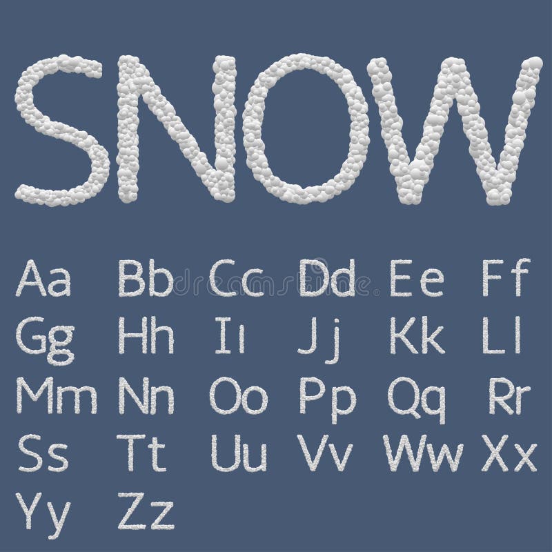 set of snow letters over white background stock