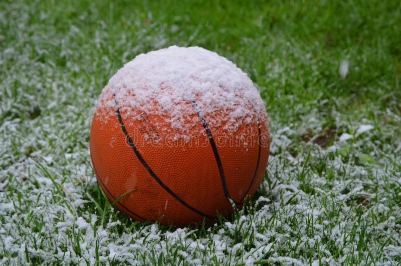 Snow on basketball stock photo. Image of covered, playing 40819254