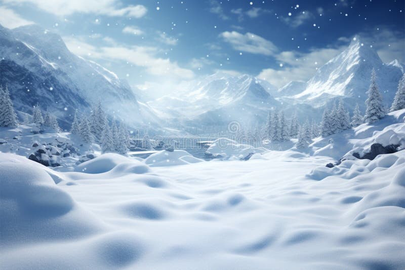 Snow blankets a serene winter space, creating a pristine landscape royalty free illustration