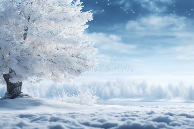 Snow blankets the serene winter space, marking the passage of time vector illustration