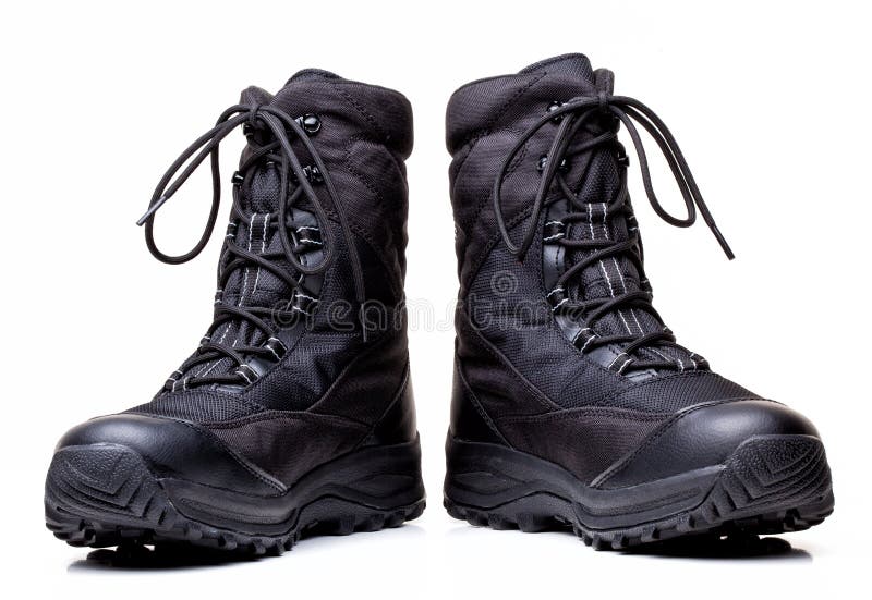 Black British Army Issue Combat Boots Stock Photo - Image of infantry ...