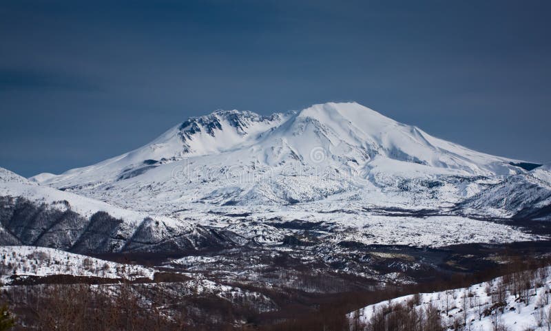 Snow capped mountain peak