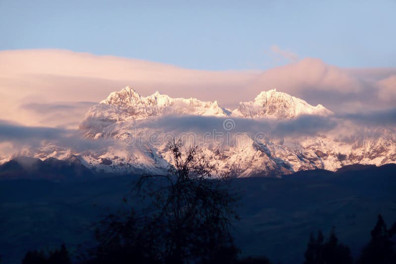 Snow capped mountains royalty free stock photos