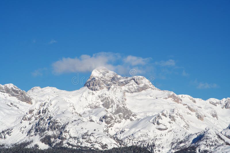 Snow capped mountains royalty free stock photography