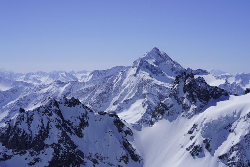 Snow Capped Mountains Under The Blue Sky Stock Image Image Of