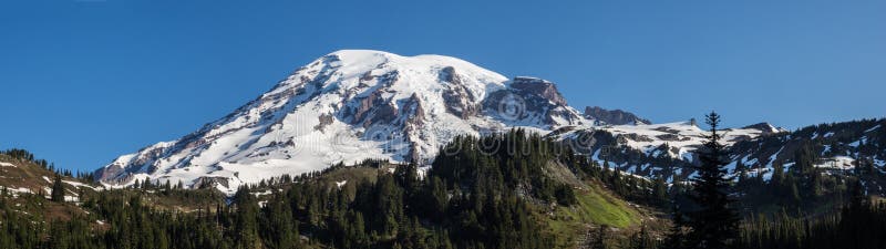 Snow capped Mt. Rainer panorama royalty free stock photo Snow capped Mt. Rainer panorama royalty free stock photo