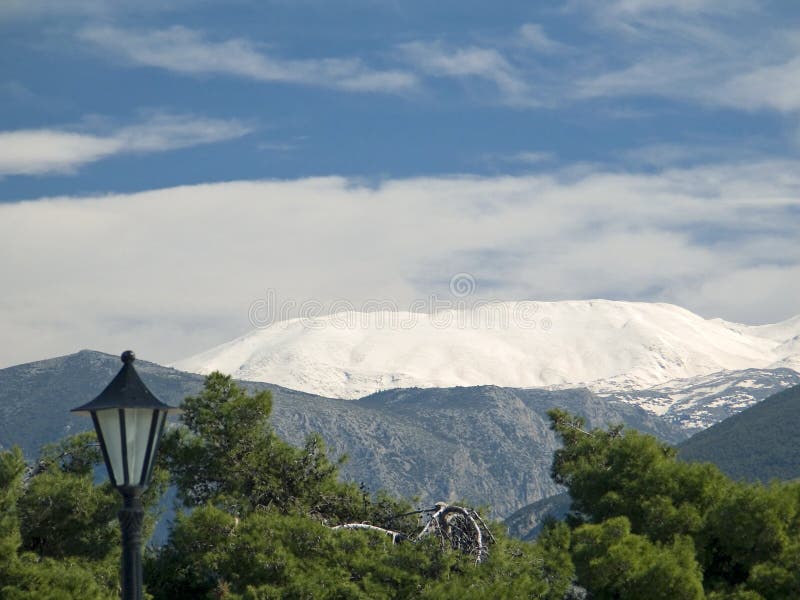 Snow-capped Summit from a Distance stock photo