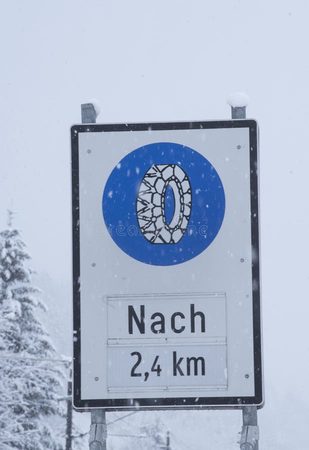Snow Chains Traffic Sign, Winter Stock Image Image of obligation