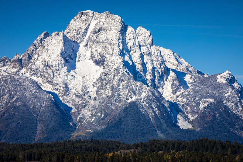 Snow cover peak of mount Moran, Wyoming