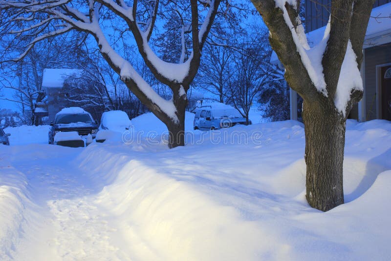 Snow Covered Apartment Courtyard Stock Image Image of walk, winter