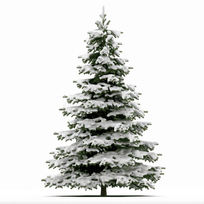 Snow Covered Christmas Tree Stock Illustration - Illustration of white ...