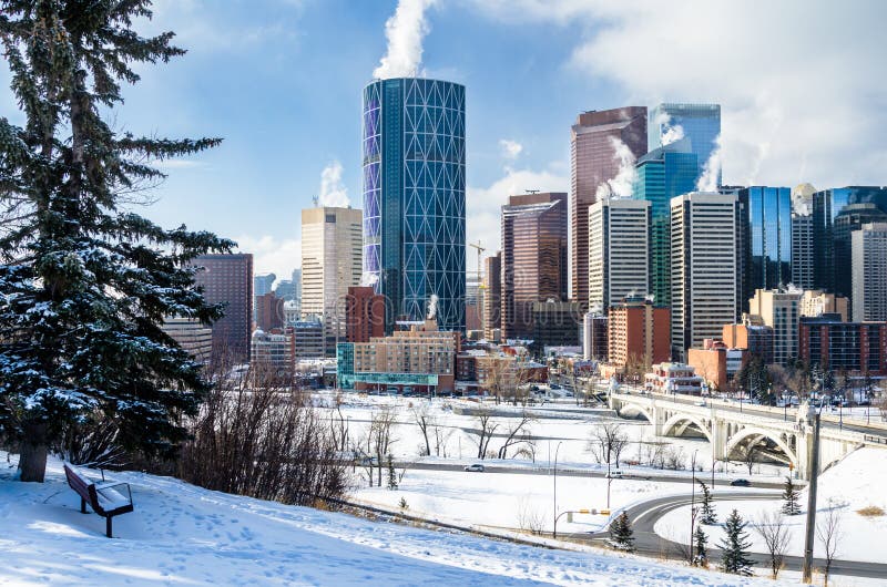 Snow Covered Downtown Calgary on a Winter Morning