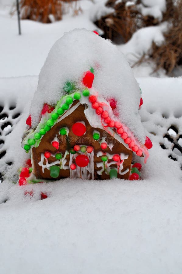 Snow Covered Gingerbread House Stock Photo Image of outside, cold
