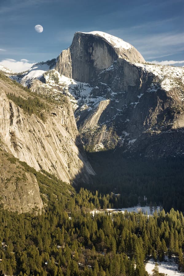 Snow covered Half Dome in Winter