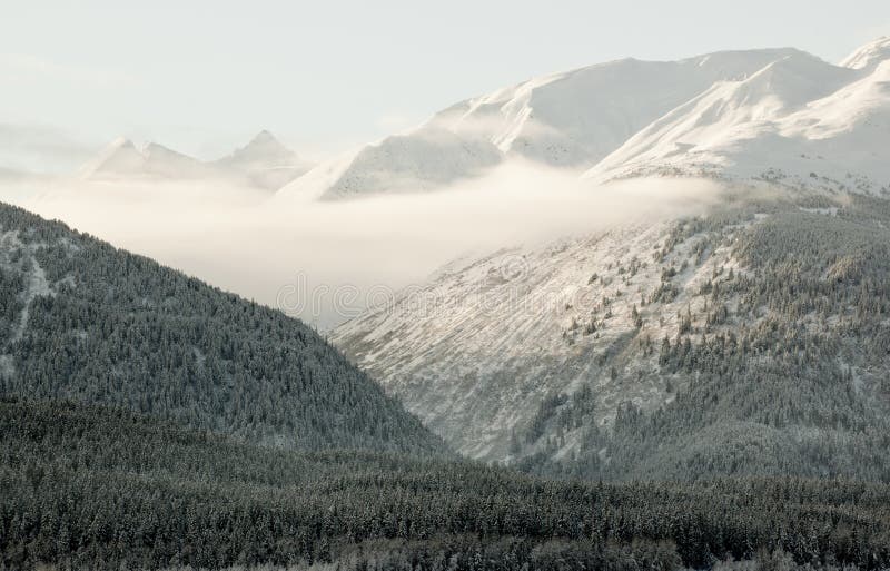 Snow-covered mountains of Alaska.