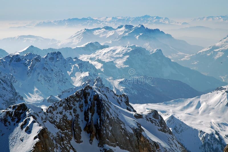 Snow covered mountains in the Italian Dolomites