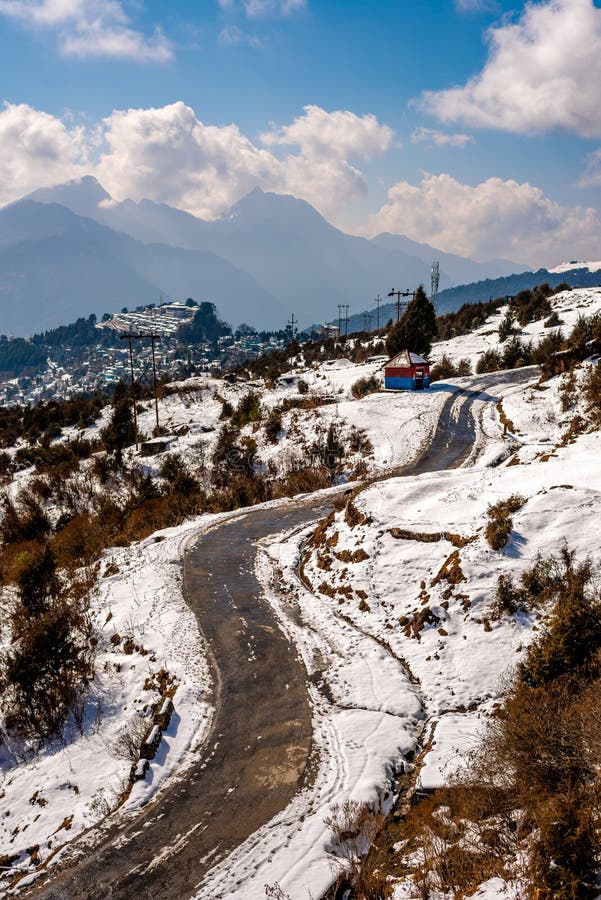 Snow covered road Tawang, Arunachal Pradesh, North East India