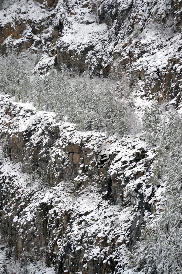 Snowcovered Slopes of the Granite Quarry F Stock Image Image of