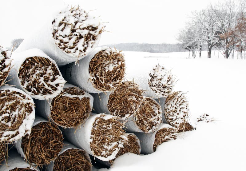 Snow covered straw stack royalty free stock photos Snow covered straw stack royalty free stock photos