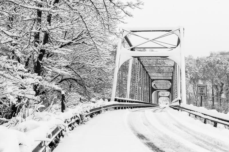 Historic, Snow Covered Truss - Clays Ferry Bridge - Kentucky River - Kentucky