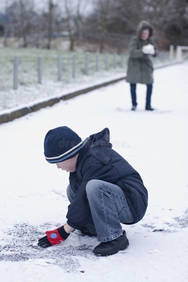Snow fight stock image. Image of game, slope, sunny, family 8098697
