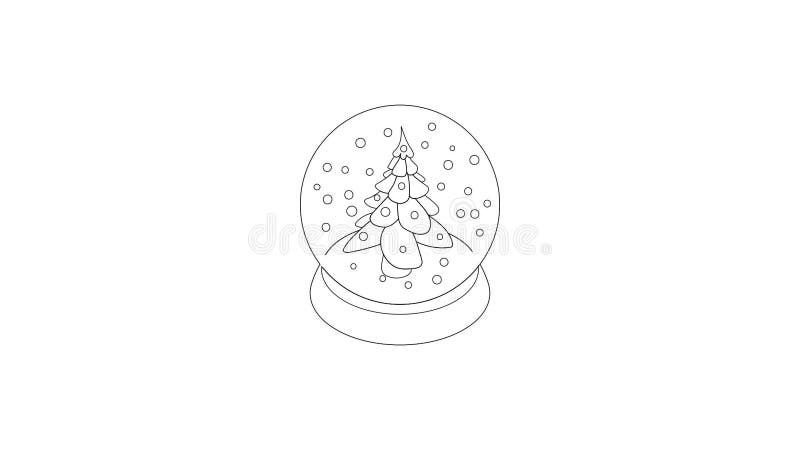 Snow glass ball fir tree icon animation