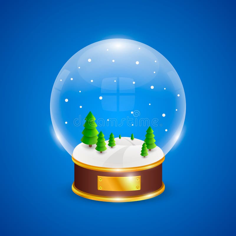 Snow Globe with Christmas Trees on Blue Background Stock Vector Illustration of ball, pattern
