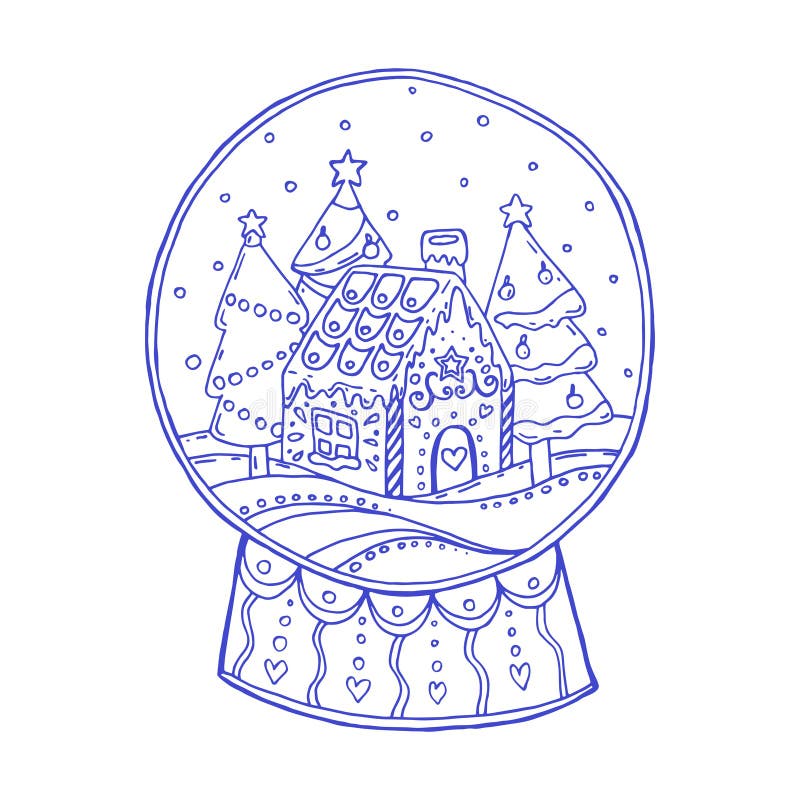 Christmas Snow Globe With House And Trees Inside. Stock Vector ...