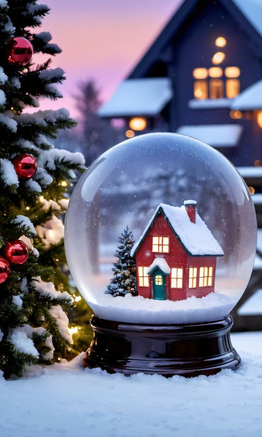 A Snow Globe with a House Inside. Generative AI Stock Image Image of