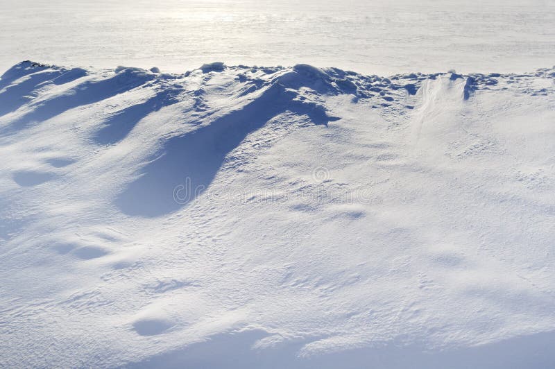 Snow on the land.