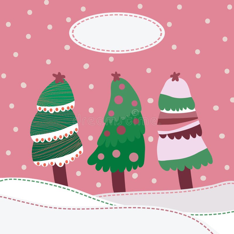 Snow landscape background with christmas trees