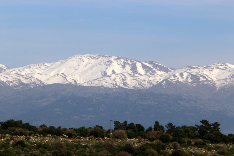 Snow lies on Mount Hermon, a mountain range located on the border of Syria, Lebanon and Israel