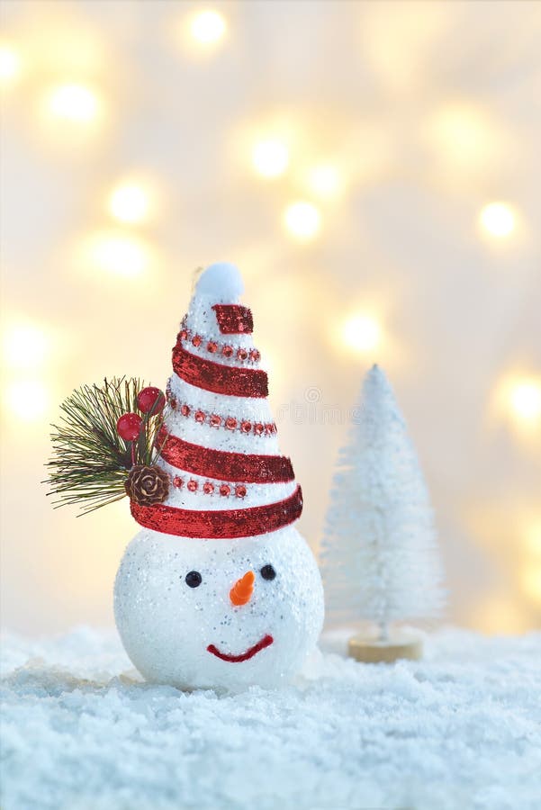 Christmas Snow man with bokeh light background royalty free stock photography Christmas Snow man with bokeh light background royalty free stock photography