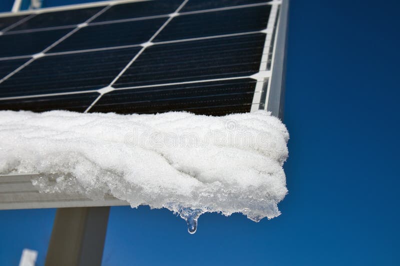 Snow Melting on Solar Panels in Sunshine Stock Photo Image of energy