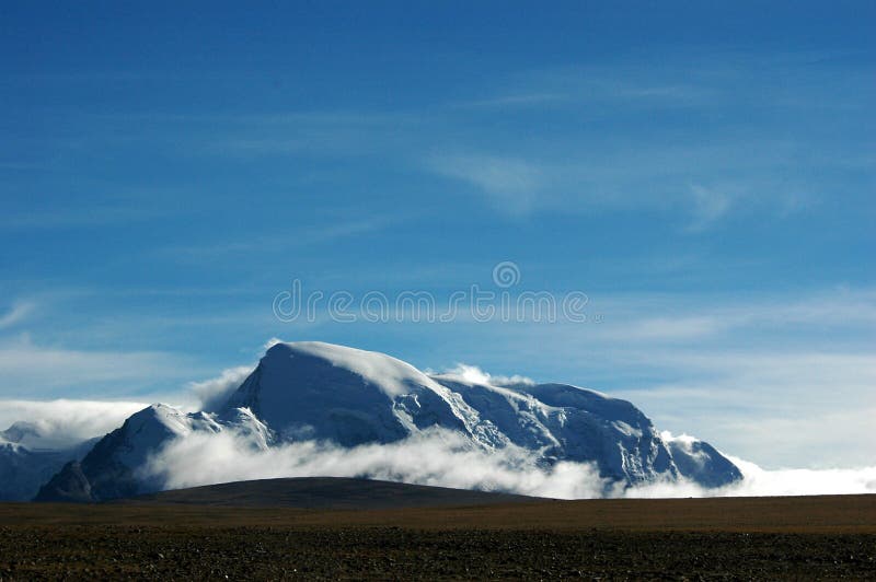 The snow mountain and blue sky