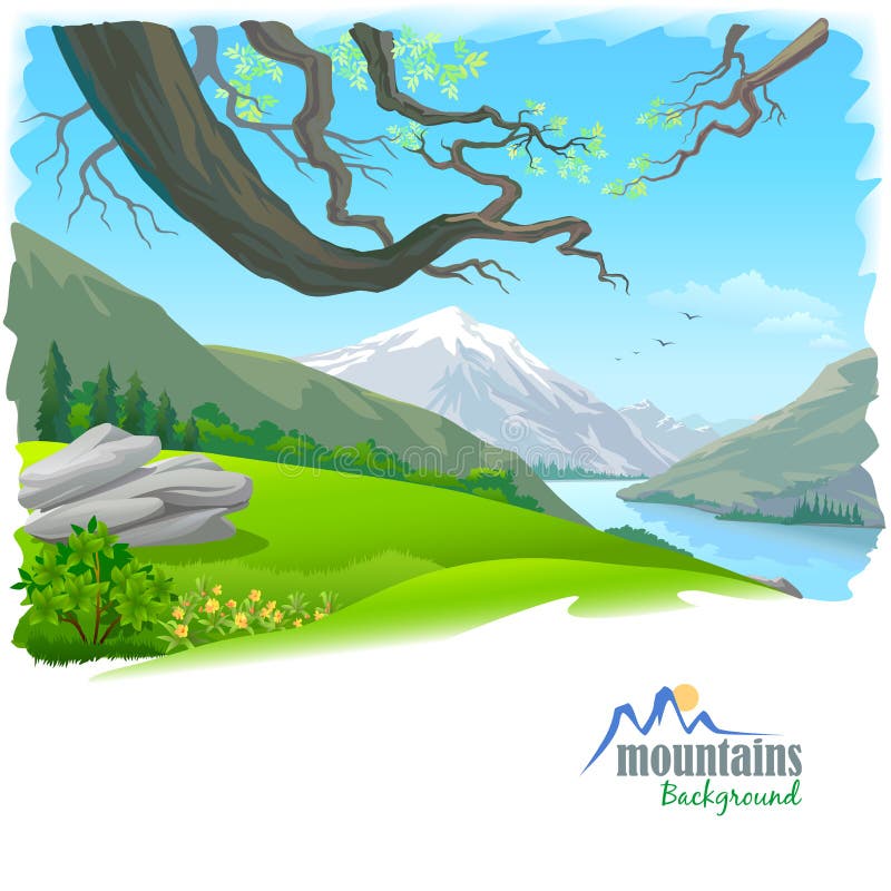 Snow Mountain and Fresh Water River stock illustration
