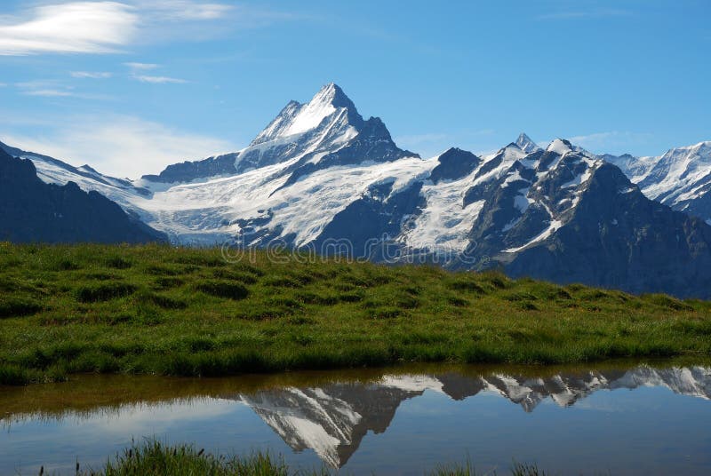 Snow mountain and lake