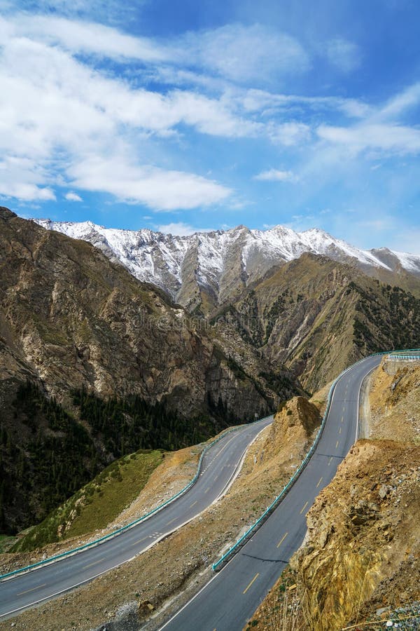 Snow Mountain Winding road scenery of DuKu highway.