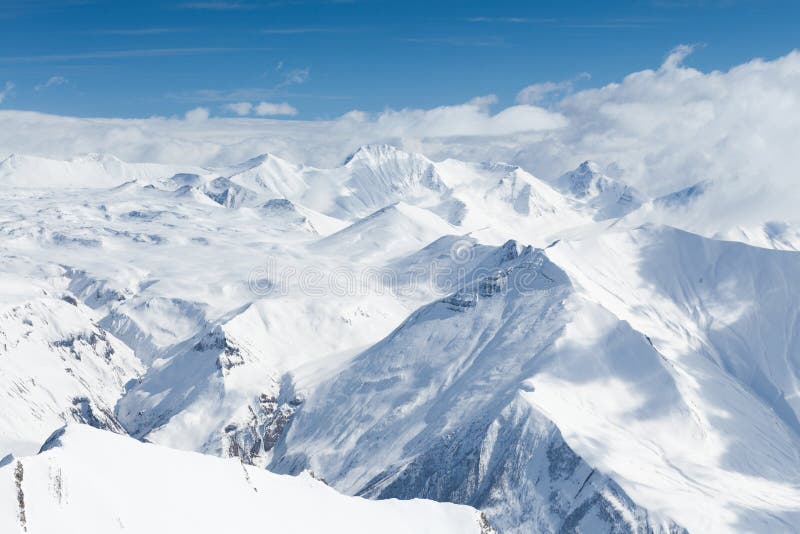 Snow Mountains in Gudauri. Viewing Point Stock Photo Image
