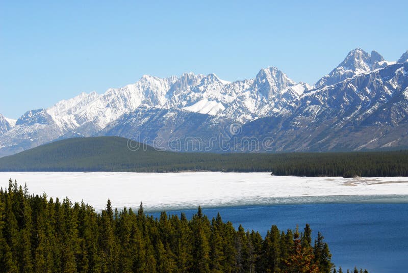 Snow mountains and lake