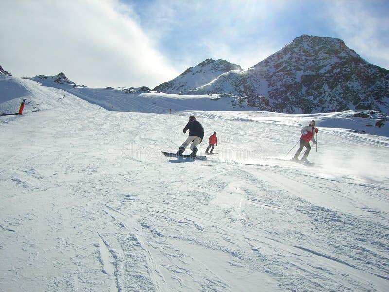 Snow mountains skiing Austria soelden