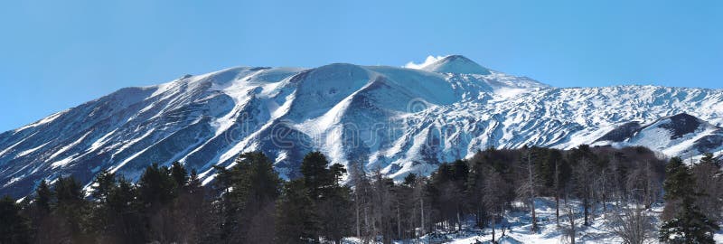 Snow peak of Etna volcano, Sicily