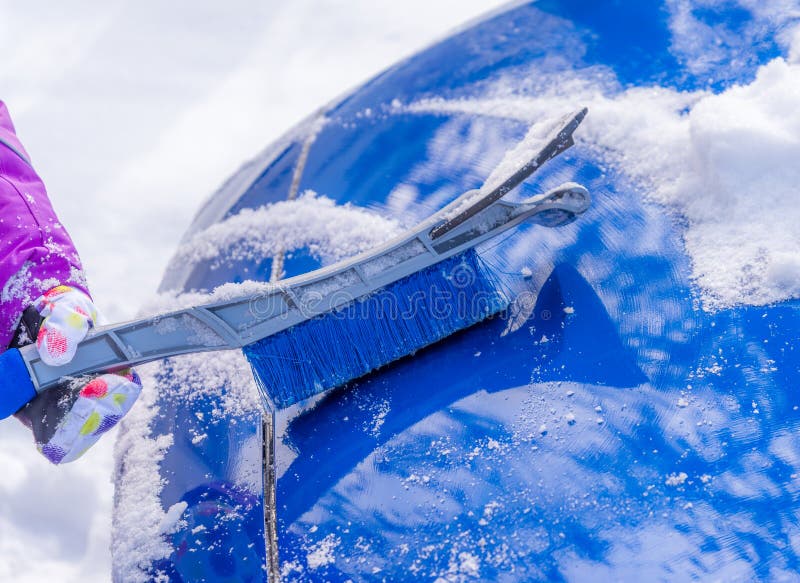 Snow removal from car body stock photo. Image of scrapper 50356504