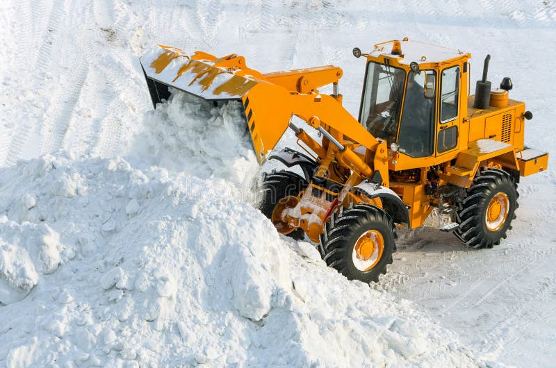 Small Tractor Snow Removal in the Park Stock Image Image of excavator