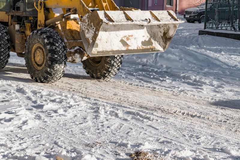 Snow Removal Snow Machine on the Road in Spring Stock Image Image of street, transportation