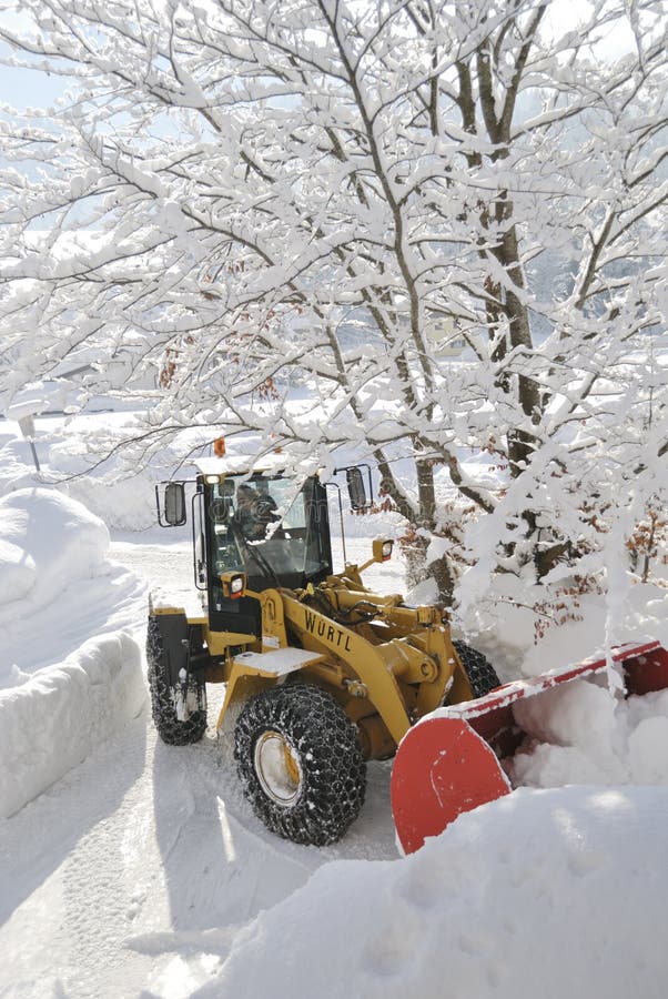 Small Tractor Snow Removal in the Park Stock Image Image of excavator